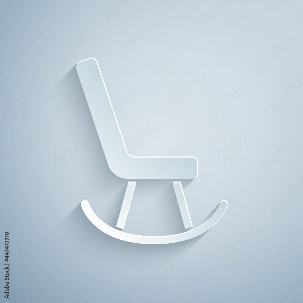 Paper cut Armchair icon isolated on grey background. Paper art style. Vector Paper cut Armchair icon isolated on grey background. Paper art style. Vector