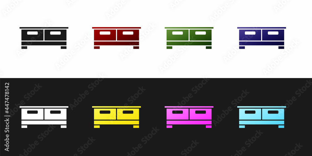 Set Chest of drawers icon isolated on black and white background. Vector Set Chest of drawers icon isolated on black and white background. Vector
