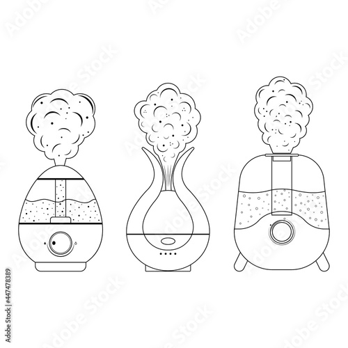 humidifier, black contour isolated illustration on a white background