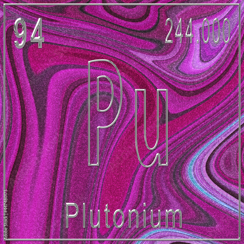 Plutonium chemical element, Sign with atomic number and atomic weight