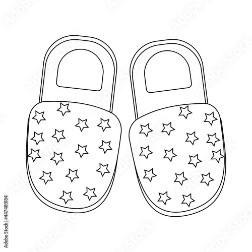 home slippers black outline, vector illustration