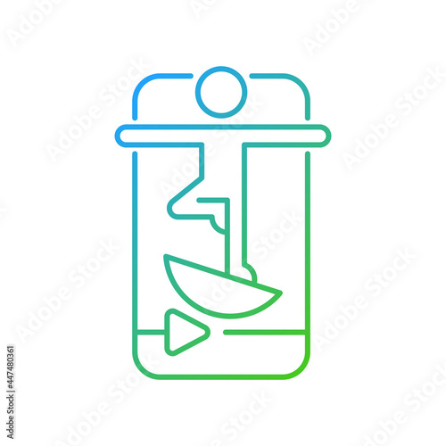Online fitness balance training gradient linear vector icon. Falls prevention exercises. Core and muscles strength. Thin line color symbols. Modern style pictogram. Vector isolated outline drawing