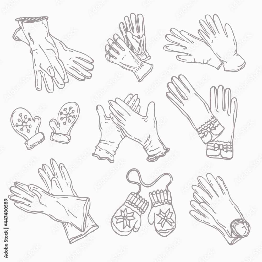 Set of white rubber gloves for cleaning Set of white rubber gloves for cleaning