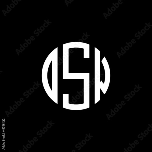 DSW letter logo design. DSW letter in circle shape. DSW Creative three letter logo. Logo with three letters. DSW circle logo. DSW letter vector design logo  photo