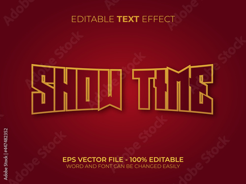 Editable text effect show time style. Flat red gold theme.