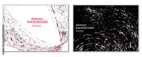 Multicolored paint splashes, smears, dust particles and debris are carried by the wind. A set of two templates. Design template for the design of banners, posters, booklets, covers, magazines. EPS 10