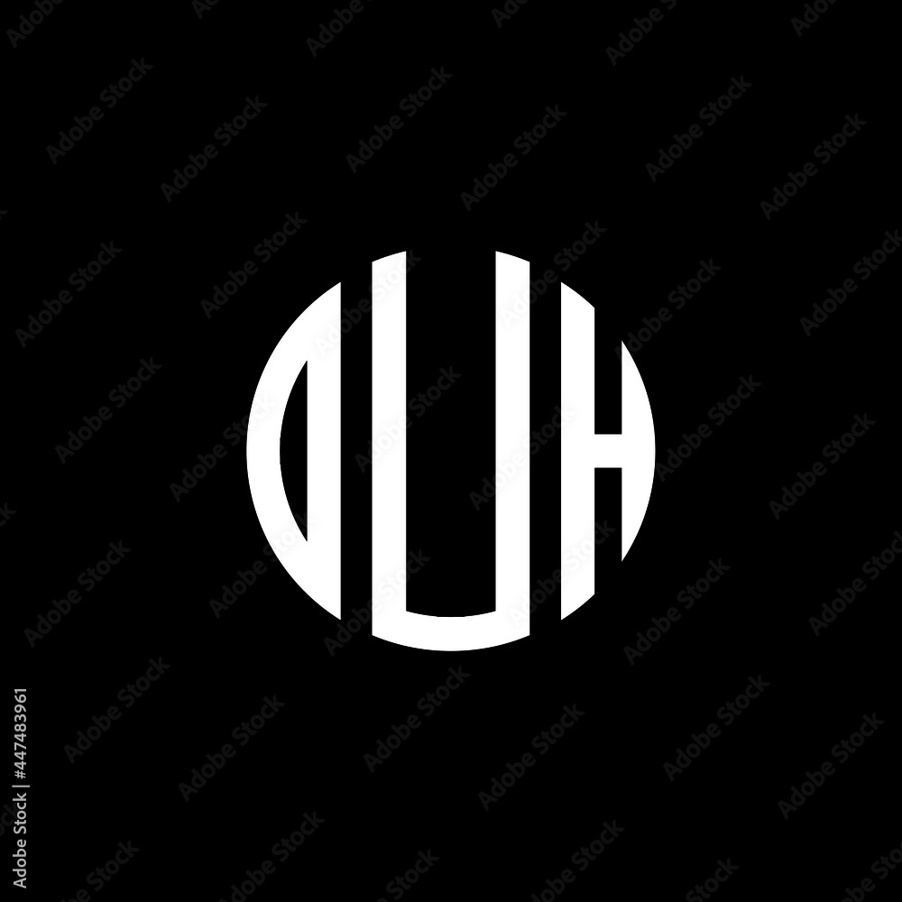 DUH letter logo design. DUH letter in circle shape. DUH Creative three letter logo. Logo with