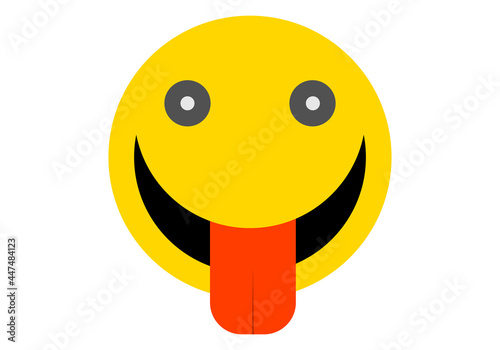 Emoticono con la lengua afuera de felicidad.