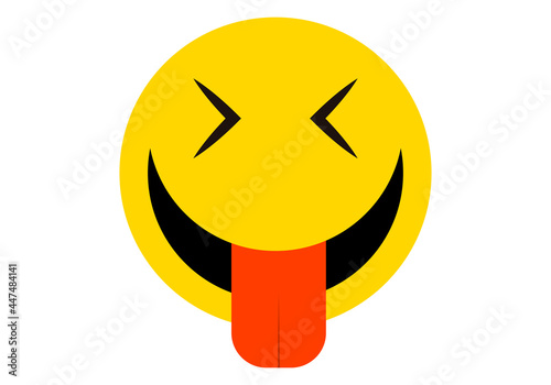 Emoticono con la lengua afuera de felicidad.