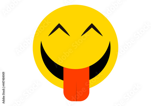 Emoticono con la lengua afuera de felicidad.
