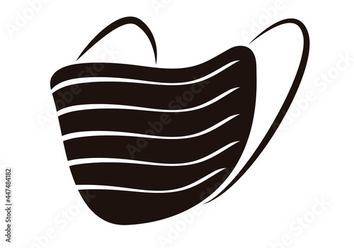 Icono negro de mascarilla en fondo negro.