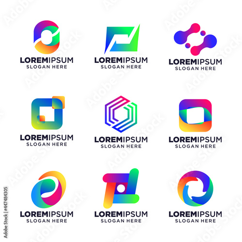 set of Letter O logo vector illustration, Design inspiration. Colorful icons