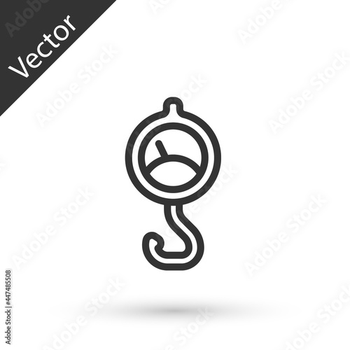 Grey line Spring scale icon isolated on white background. Balance for weighing. Determination of weight. Vector