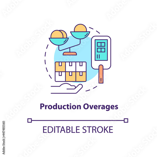 Production overages and usage limits concept icon. Humanitarian aid surplus recovery organization abstract idea thin line illustration. Vector isolated outline color drawing. Editable stroke photo