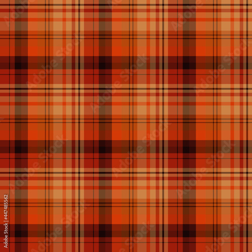 Seamless pattern in autumn orange and dark brown colors for plaid, fabric, textile, clothes, tablecloth and other things. Vector image.