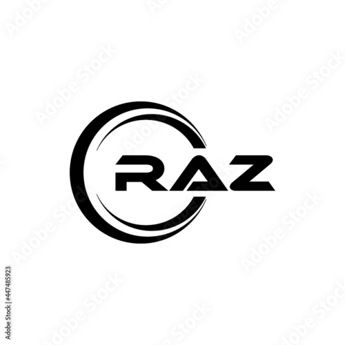 RAZ letter logo design with white background in illustrator, cube logo, vector logo, modern alphabet font overlap style. calligraphy designs for logo, Poster, Invitation, etc.