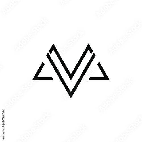 Initial letterVM or MV overlapping, interlock, monogram logo, black color on white background