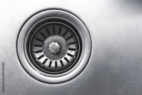 Metal bath drain hole, stainless steel bathroom or kitchen sink