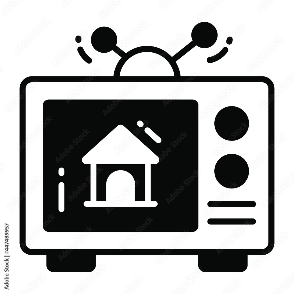 television ad trendy icon, glyph style isolated on white background. Symbol for your web site design, logo, app, UI. television ad trendy icon, glyph style isolated on white background. Symbol for your web site design, logo, app, UI.