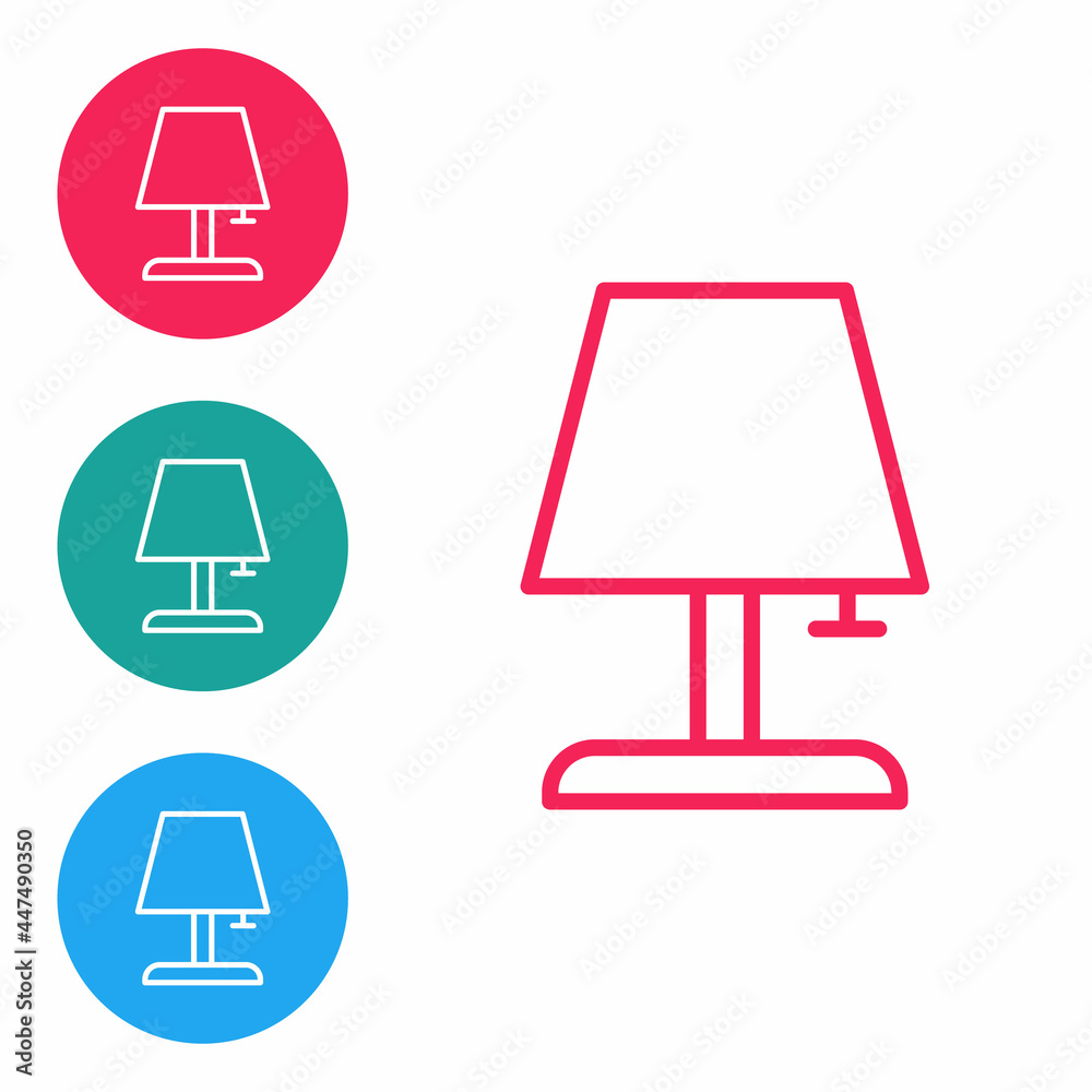 Isometric Table lamp icon isolated on orange background. Silver square button. Vector Isometric Table lamp icon isolated on orange background. Silver square button. Vector