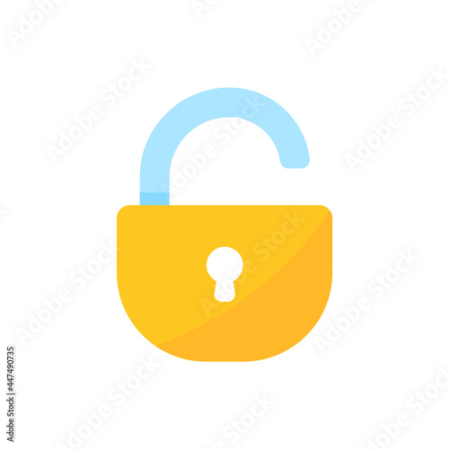 yellow padlock for locking the information on the computer data encryption concept