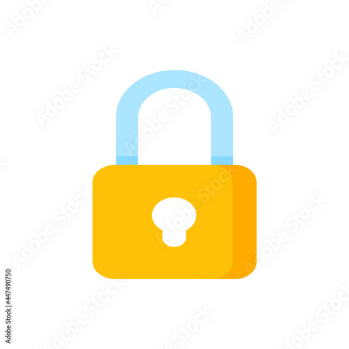 yellow padlock for locking the information on the computer data encryption concept