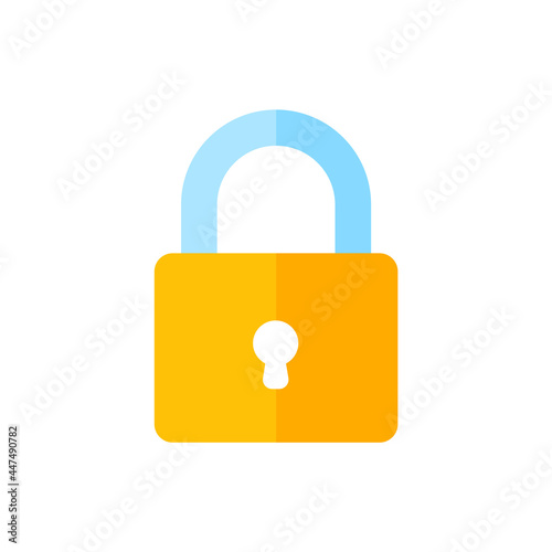 yellow padlock for locking the information on the computer data encryption concept