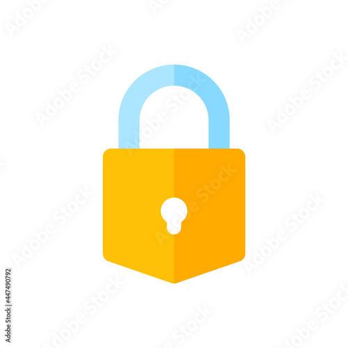 yellow padlock for locking the information on the computer data encryption concept