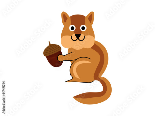 ドングリを持ったリスのイラスト