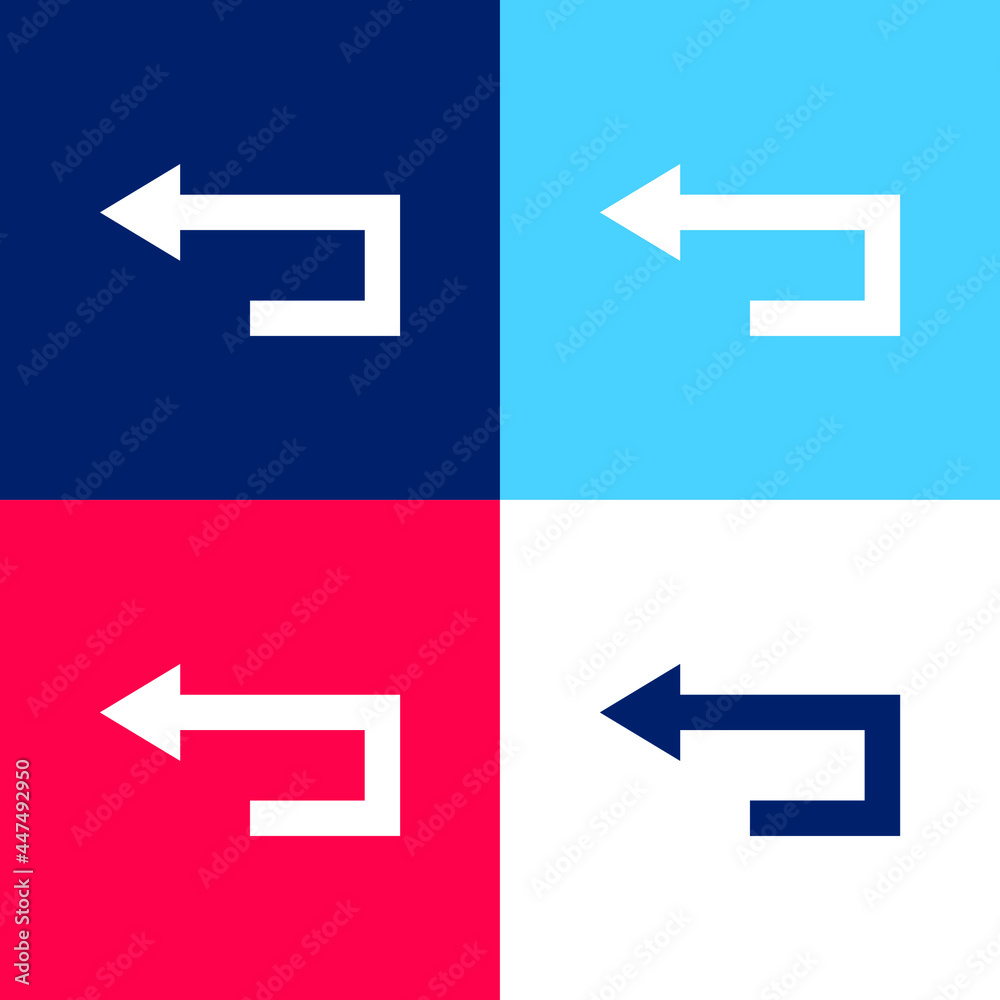 Back Arrow blue and red four color minimal icon set
