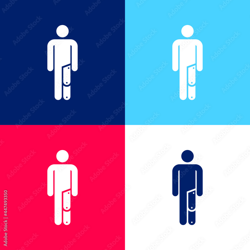 Amputee blue and red four color minimal icon set
