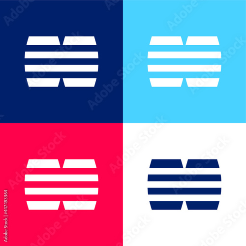Barrels blue and red four color minimal icon set