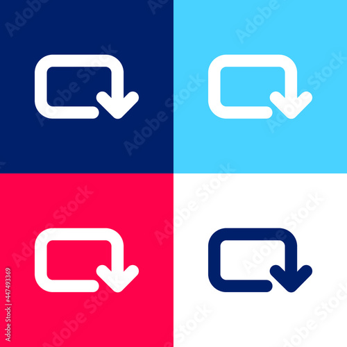 Arrow Of Rounded Rectangular Clockwise Rotation blue and red four color minimal icon set