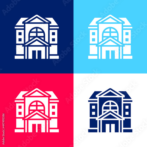 Apartment blue and red four color minimal icon set