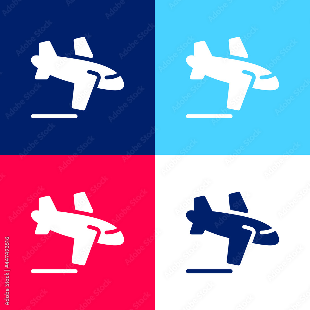 Arrivals blue and red four color minimal icon set Arrivals blue and red four color minimal icon set
