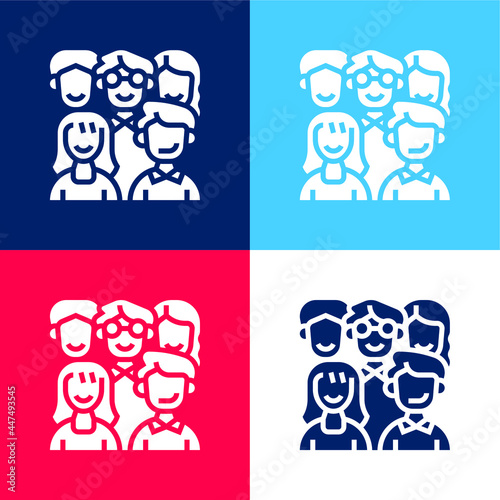 Ancestors blue and red four color minimal icon set