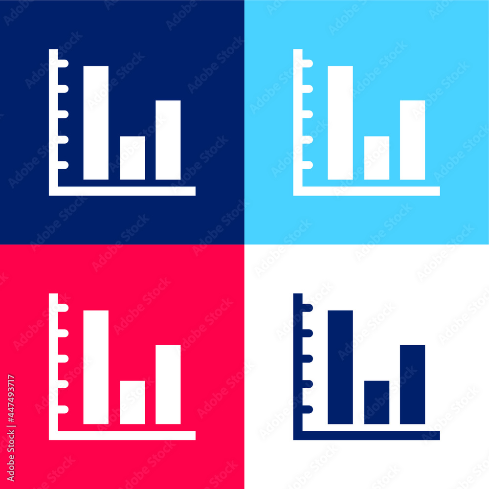 Bars Graphic Of Business Stats blue and red four color minimal icon set