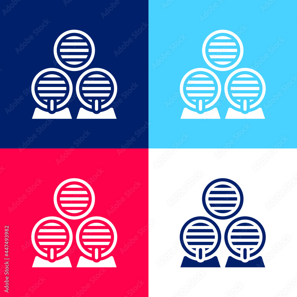 Barrel blue and red four color minimal icon set Barrel blue and red four color minimal icon set