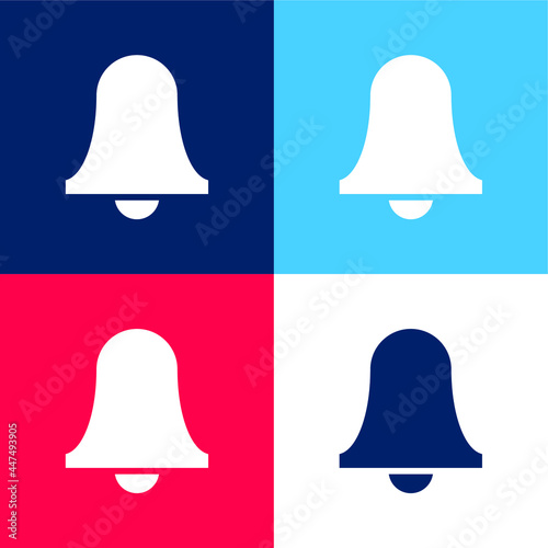Alarm Bell Symbol blue and red four color minimal icon set