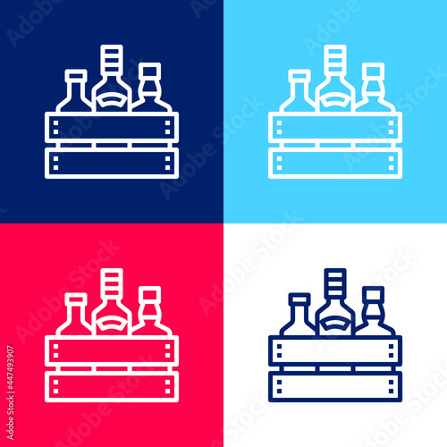 Alcohol blue and red four color minimal icon set