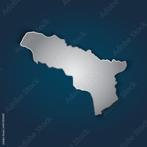 Abkhazia map 3D metallic silver with chrome, shine gradient on dark blue background. Vector illustration EPS10.