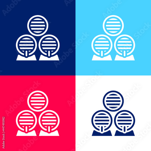 Barrel blue and red four color minimal icon set
