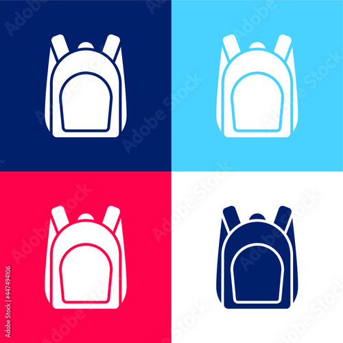 Bag blue and red four color minimal icon set