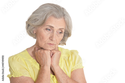 Portrait of sad senior woman