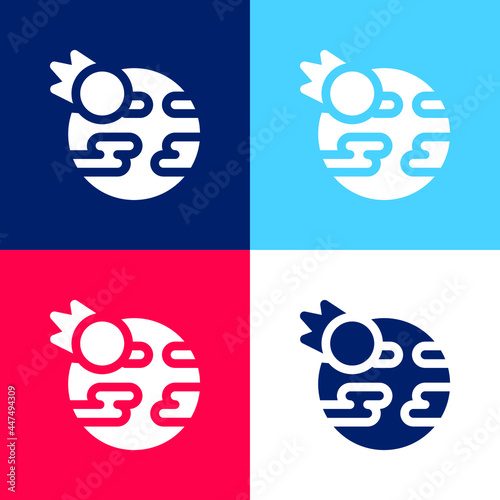Armageddon blue and red four color minimal icon set