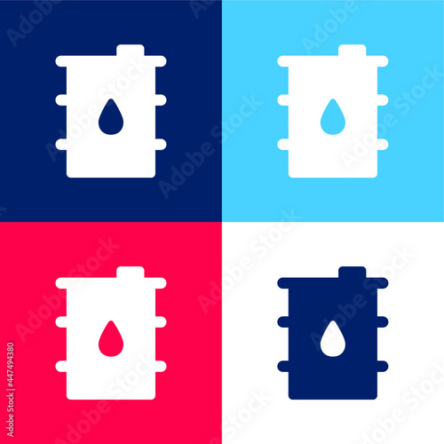 Barrel blue and red four color minimal icon set
