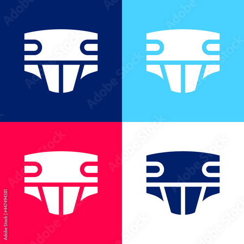 Adult Diapers blue and red four color minimal icon set