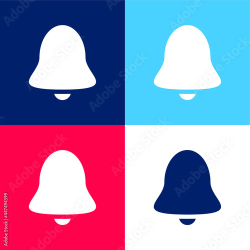 Alarm Bell blue and red four color minimal icon set
