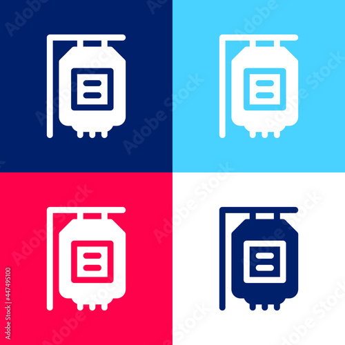Blood Transfusion blue and red four color minimal icon set