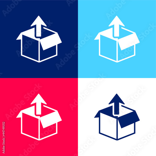 Box Get Out blue and red four color minimal icon set